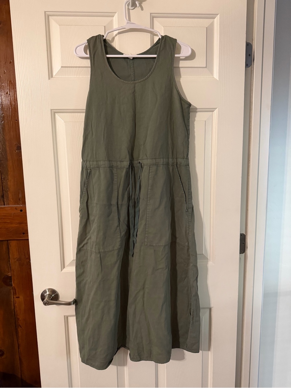 Eileen Fisher Drawstring Organic Cotton Twill Midi Dress - size XS